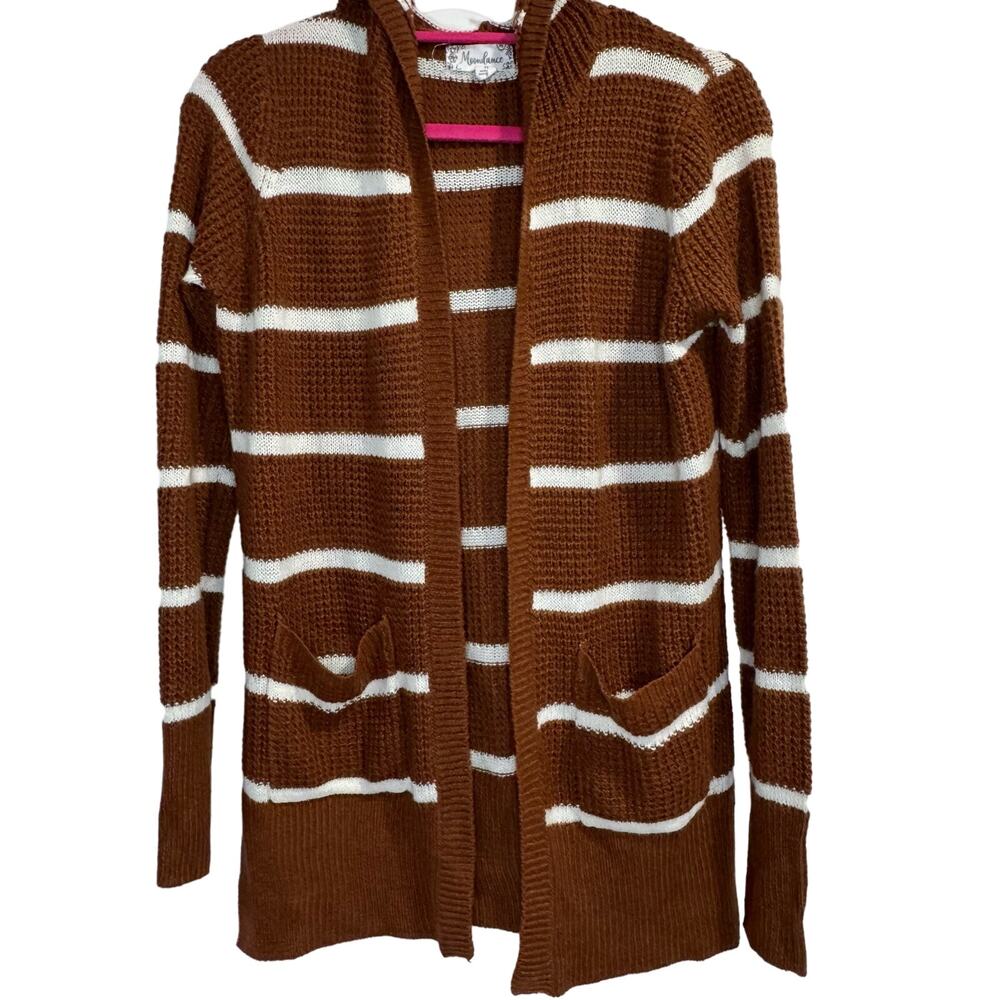 Moondance Knit Striped Hooded Long Cardigan Size M